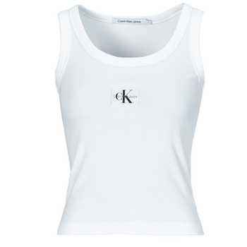 Abbigliamento Donna Top / T-shirt senza maniche Calvin Klein Jeans WOVEN LABEL RIB TANK TOP Bianco