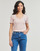 Abbigliamento Donna T-shirt maniche corte Calvin Klein Jeans WOVEN LABEL RIB V-NECK TEE Beige