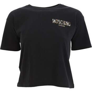 Abbigliamento Donna T-shirt maniche corte Moschino T-SHIRT  CON SCRITTA MACULATO Nero