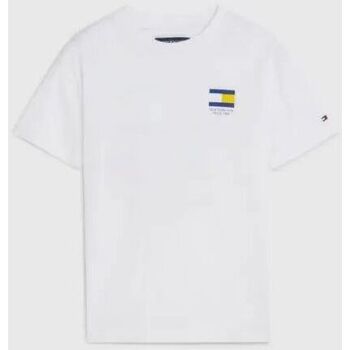 Abbigliamento Bambino T-shirt & Polo Tommy Hilfiger KB0KB08328 FLAG TEE-YBR WHITE Bianco