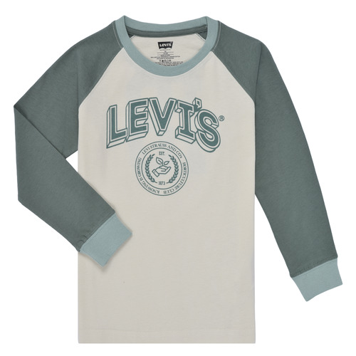 Abbigliamento Bambino T-shirts a maniche lunghe Levi's PREP COLORBLOCK LONGSLEEVE Bianco / Verde