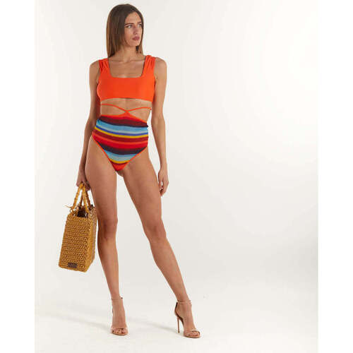 Abbigliamento Donna Costume / Bermuda da spiaggia Me Fui trikini fantasia a righe multicolor Arancio