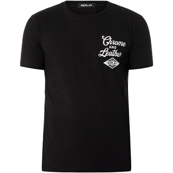Abbigliamento Uomo T-shirt maniche corte Replay Indietro Logo T-Shirt Nero