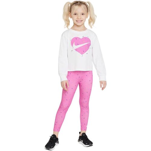 Abbigliamento Bambina Completo Nike AOP LS TEE & LEGGINGS SET Rosa