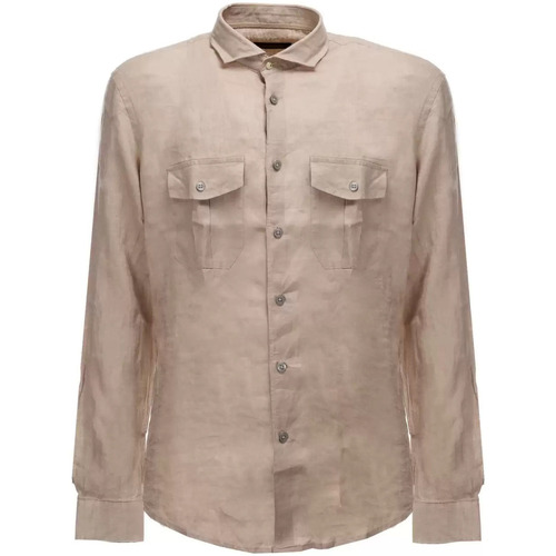Abbigliamento Uomo Camicie maniche lunghe Outfit camicia  in lino beige Beige