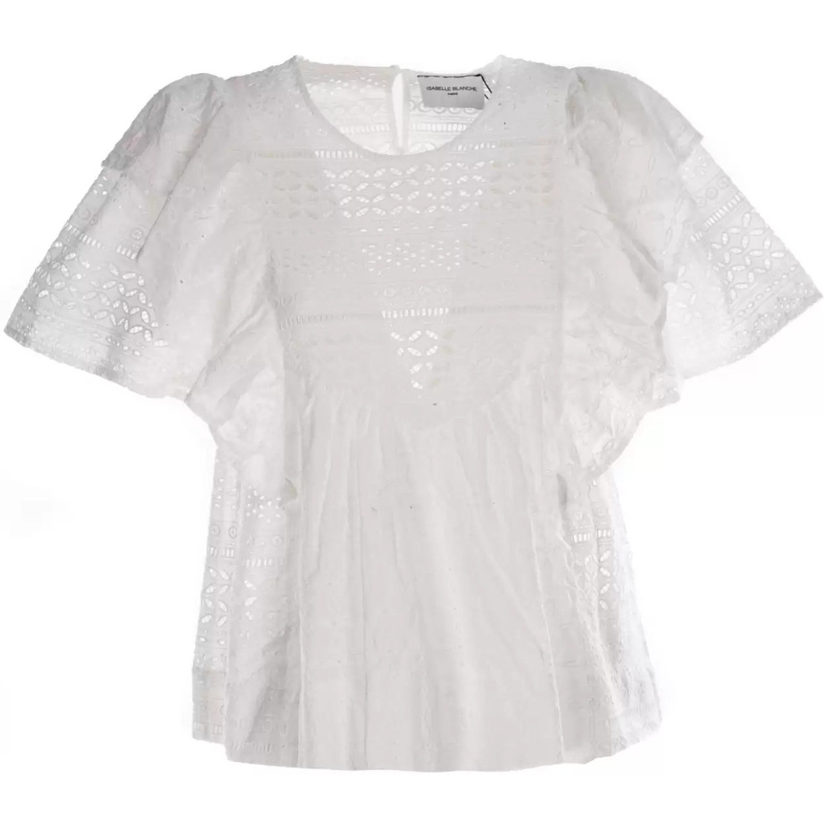 Abbigliamento Donna T-shirt & Polo Isabelle Blanche casacca in sangallo bianca Bianco
