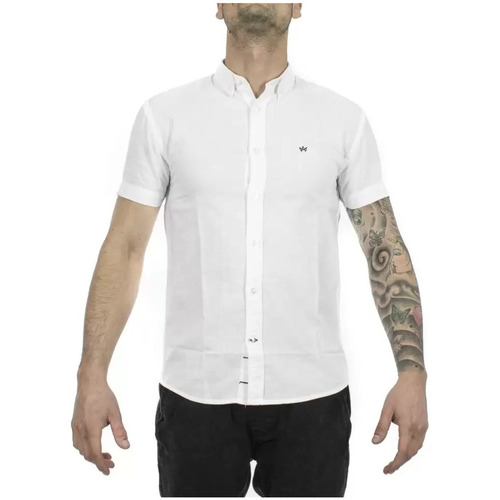 Abbigliamento Uomo Camicie maniche lunghe Kronstadt camicia uomo bianca maniche corte Bianco