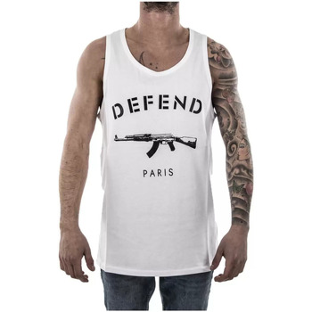 Abbigliamento Uomo T-shirt & Polo Defend canotta bianca stampa mitra uomo Bianco