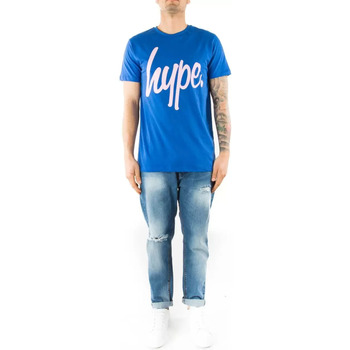 Hype t-shirt girocollo blu con logo rosa Blu