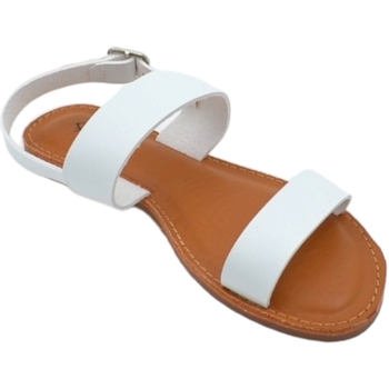 Scarpe Donna Sandali Malu Shoes Sandalo basso bianco due fasce in morbida pelle cinturino alla Bianco