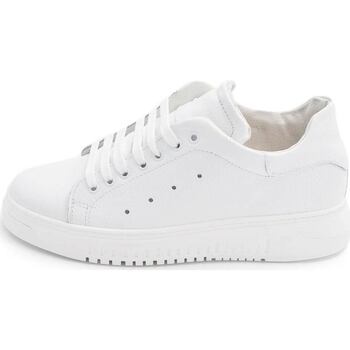Scarpe Uomo Sneakers basse Malu Shoes Sneakers bassa uomo bianca in vera pelle riporto bianco e lacci Bianco