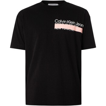 Abbigliamento Uomo T-shirt maniche corte Calvin Klein Jeans T-shirt con indirizzo a strati Nero
