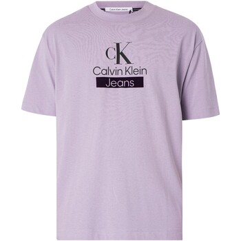Abbigliamento Uomo T-shirt maniche corte Calvin Klein Jeans T-shirt d'archivio impilata Rosa