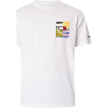 Abbigliamento Uomo T-shirt maniche corte Tommy Jeans T-shirt rilassata con bandiera Bianco
