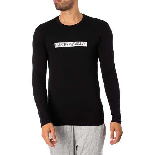 Abbigliamento Uomo Pigiami / camicie da notte Emporio Armani T-shirt a maniche lunghe con logo Lounge Box Nero