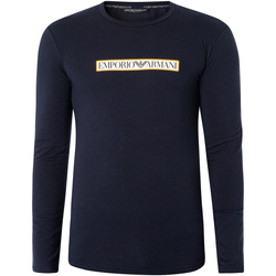 Abbigliamento Uomo Pigiami / camicie da notte Emporio Armani T-shirt a maniche lunghe con logo Lounge Box Blu