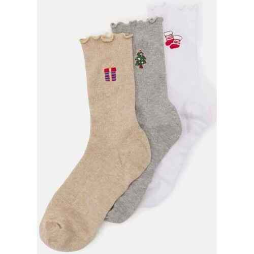 Biancheria Intima Donna Collants e calze Only ONLCHRISTMAS 3-PACK FRELL SOCK IN A BOX Bianco