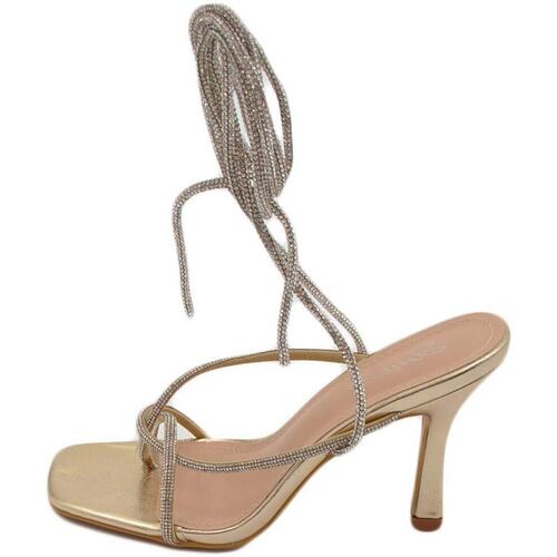 Scarpe Donna Sandali Malu Shoes Sandalo gioiello oro donna tacco 12 fascia sottile di strass lu Oro