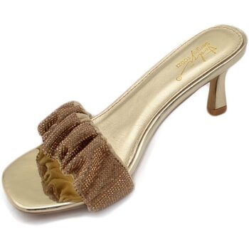 Scarpe Donna Sandali Malu Shoes Sandalo gioiello oro donna tacco sottile 7 cm fascia arricciata Oro