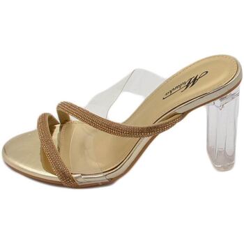 Scarpe Donna Sandali Malu Shoes Sandalo donna gioiello oro tacco largo con strass e fascia tras Oro