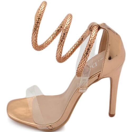 Scarpe Donna Sandali Malu Shoes Sandali tacco donna con fasce trasparenti tacco 12 a spillo e a Oro
