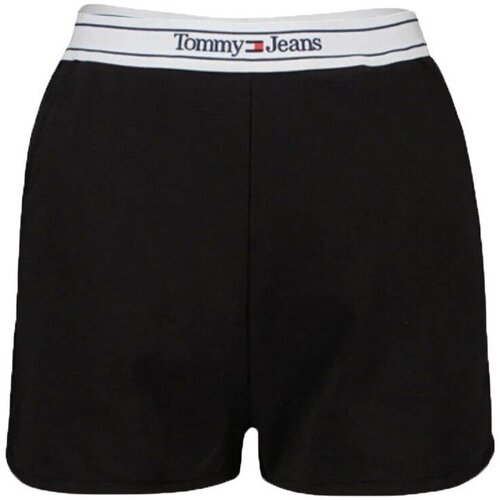 Abbigliamento Donna Shorts / Bermuda Tommy Jeans Short Donna Logo Taping Sweatshor Nero