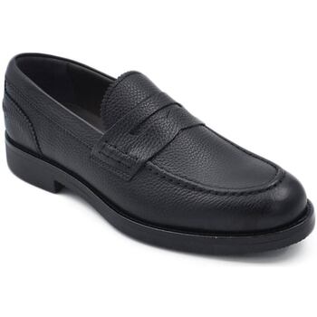 Scarpe Uomo Mocassini Malu Shoes Scarpe mocassino bendina uomo elegante nero vera pelle bottata Nero