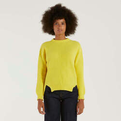 Abbigliamento Donna T-shirts a maniche lunghe Department Five Department5 maglione girocollo a coste giallo Giallo