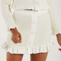Abbigliamento Donna Gonne Pinko minigonna in tweed con rouches panna Bianco
