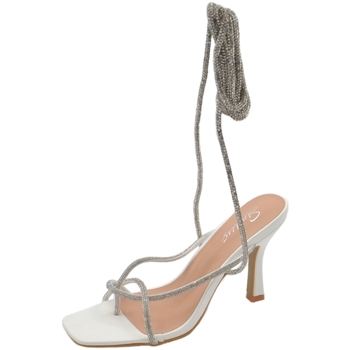 Scarpe Donna Sandali Malu Shoes Sandalo gioiello bianco donna tacco 12 fascia sottile di strass Bianco