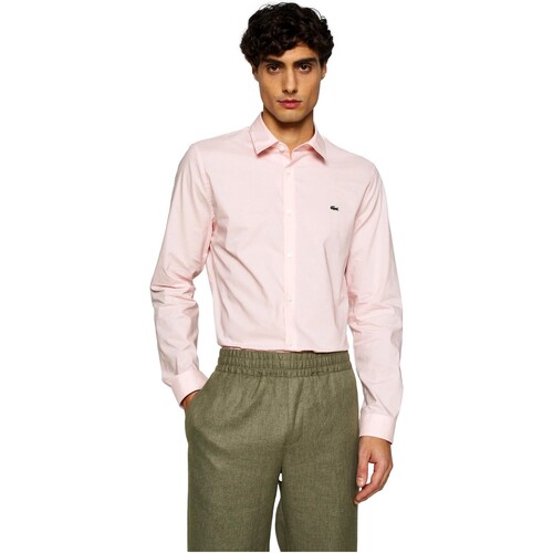 Abbigliamento Uomo Camicie maniche lunghe Lacoste CAMISA SLIM FIT HOMBRE   CH5620 Rosa