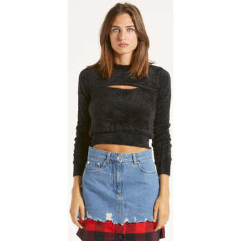 Abbigliamento Donna T-shirts a maniche lunghe Moschino jeans maglia girocollo nera Nero