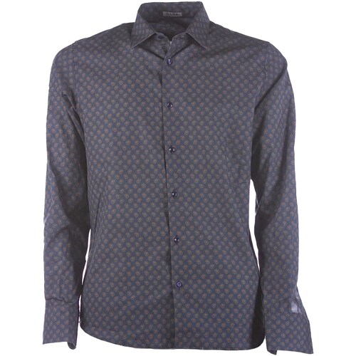 Abbigliamento Uomo Camicie maniche lunghe Sl56 Camicia Fantasia Blu