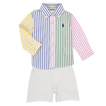 Abbigliamento Bambino Completo Polo Ralph Lauren LS BD FNSHRT-SETS-SHORT SET Multicolore