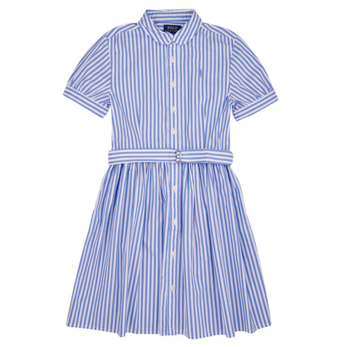 Abbigliamento Bambina Abiti corti Polo Ralph Lauren FAHARLIDRSS-DRESSES-DAY DRESS Blu / Bianco