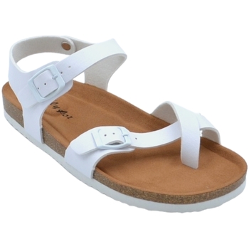 Scarpe Donna Ciabatte Malu Shoes Sandalo basso donna bianco ragnetto fibbia regolabile fascette Bianco