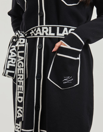 Karl Lagerfeld BRANDED BELTED CARDIGAN Nero / Bianco