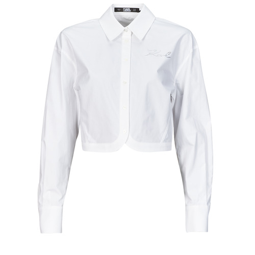 Abbigliamento Donna Camicie Karl Lagerfeld crop poplin shirt Bianco