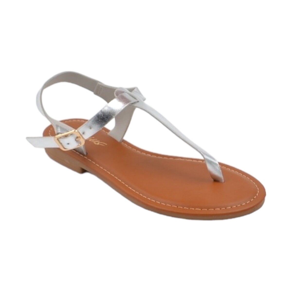 Scarpe Donna Sandali Malu Shoes Sandalo basso argento infradito in morbida ecopelle cinturino a Multicolore