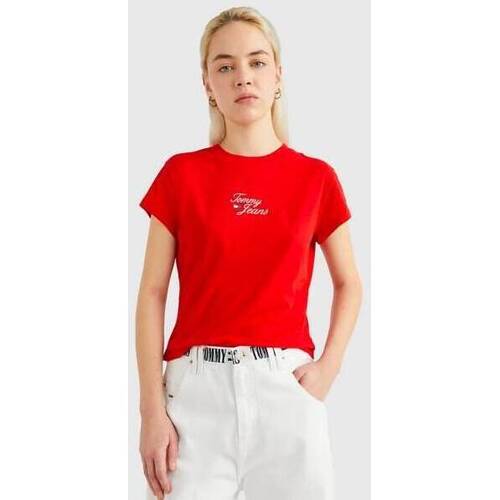 Abbigliamento Donna T-shirt maniche corte Tommy Hilfiger TOMMY HILFIGER T-SHIRT DONNA DW0DW15441 Rosso