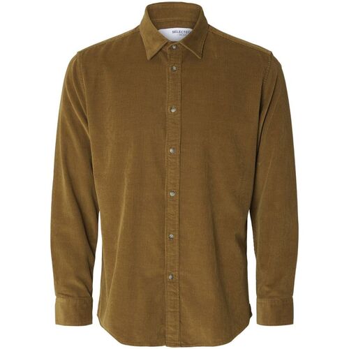 Abbigliamento Uomo Camicie maniche lunghe Selected 16090182 SLHREGOWEN-CORD SHIRT LS-BUTTERNUT Marrone