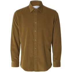 Abbigliamento Uomo Camicie maniche lunghe Selected 16090182 SLHREGOWEN-CORD SHIRT LS-BUTTERNUT Marrone
