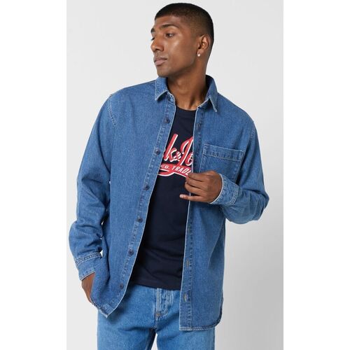 Abbigliamento Uomo Camicie maniche lunghe Jack & Jones 12224329 CREEK-MEDIUM BLUE DENIM Blu