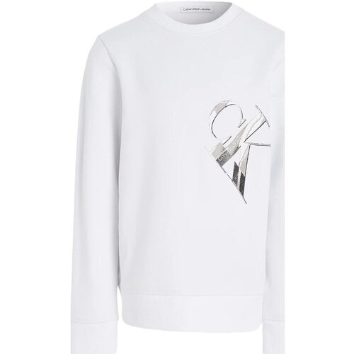 Abbigliamento Bambino Felpe Calvin Klein Jeans HYPER REAL MONOGRAM FLEECE CN Bianco