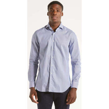 Abbigliamento Uomo Camicie maniche lunghe Xacus camicia tailor classic righe bianco e blu Blu