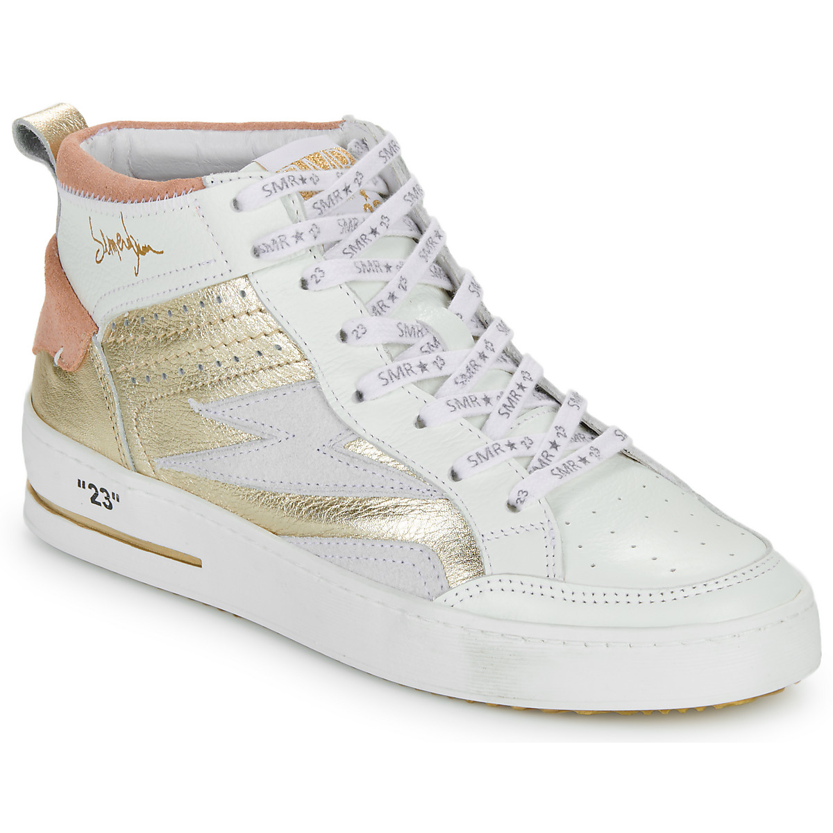 Scarpe Donna Sneakers alte Semerdjian MISTRAL Bianco / Rosa / Oro