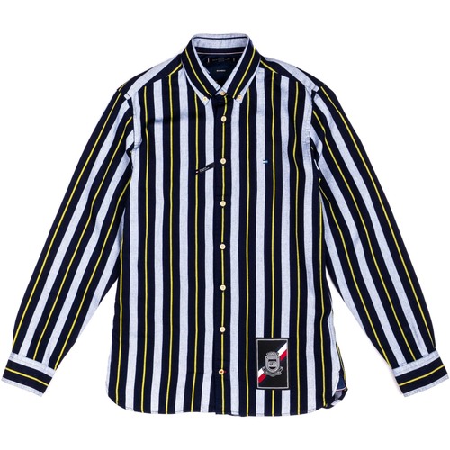 Abbigliamento Uomo Camicie maniche lunghe Tommy Hilfiger Righe Rugby Strip Blu  Giallo Blu
