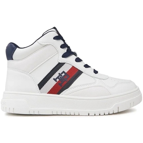 Scarpe Donna Sneakers Tommy Hilfiger STRIPES HIGH TOP LACE-UP Bianco