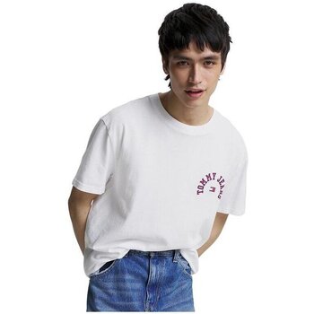 Tommy Jeans T-Shirt Uomo College Classic Logo Curved Bianco