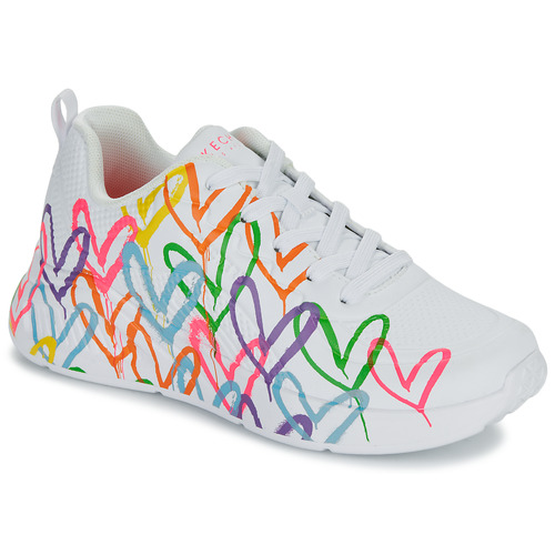Scarpe Donna Sneakers basse Skechers UNO LITE GOLDCROWN - HEART OF HEARTS Bianco / Multicolore